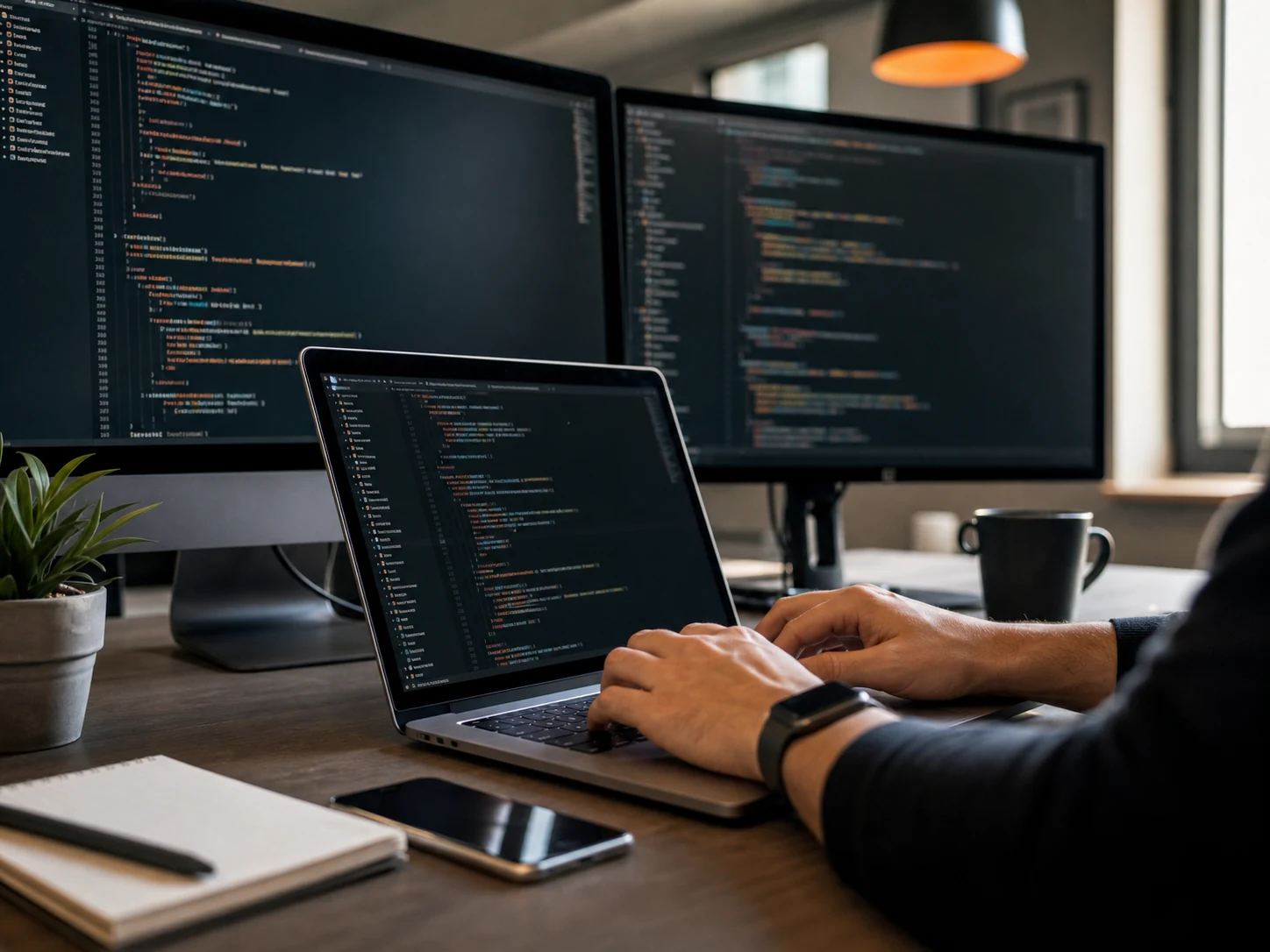 Developer working on laptop